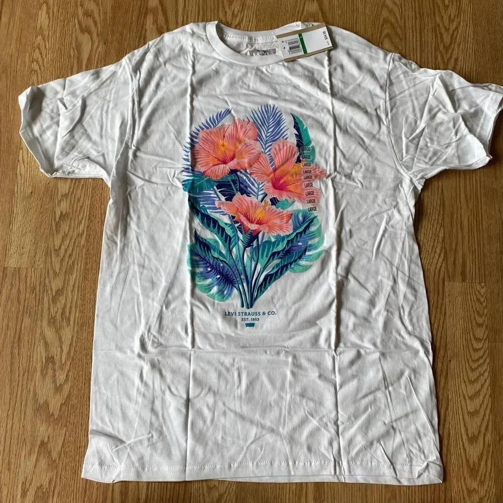 Levi's Tropical Hibiscus Graphic Tee White Large